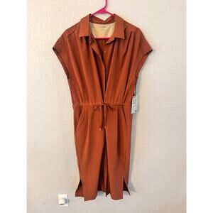 NWT REI Co-Op Burnt Orange Shirt Dress Midi Length Women’s Size Large Acticewear